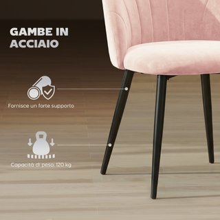 Set 2 Sedie da Pranzo Imbottite con Schienale a Co