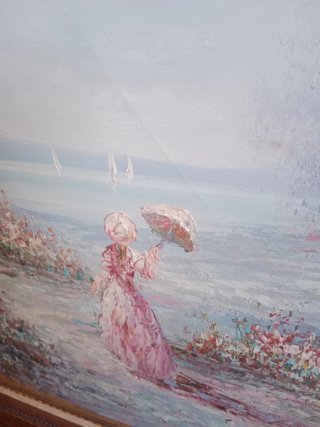 Cuadro al óleo romántico 77x67cm