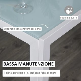 Set 5 Pezzi con 1 Tavolo e 4 Sedie per Cucina o Sa