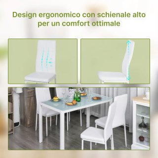 Set 5 Pezzi con 1 Tavolo e 4 Sedie per Cucina o Sa