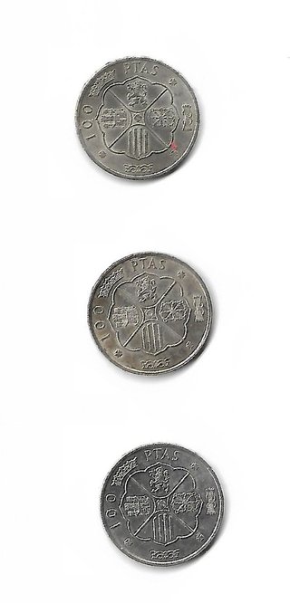 Lotto di 3 monete d'argento da 100 pesetas di Franco