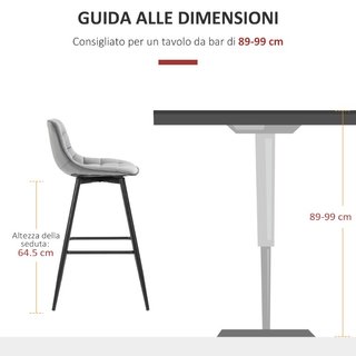 Set 2 Sgabelli Alti da Bar con Sedie Imbottite e P