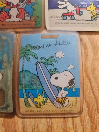 Lote 5 Tarjetas Equipaje Snoopy Vintage