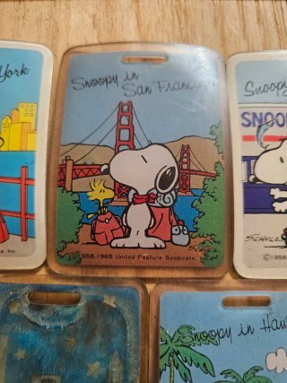 Lote 5 Tarjetas Equipaje Snoopy Vintage