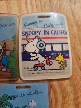 Lote 5 Tarjetas Equipaje Snoopy Vintage