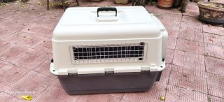 Transportín perro mediano gris y blanco