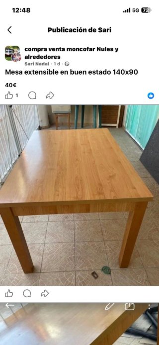 Mesa extensible madera 140x90, está en Moncofar