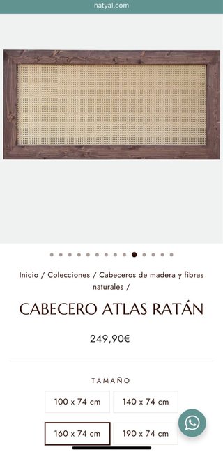 Cabecero Cama 150 Madera y Ratán