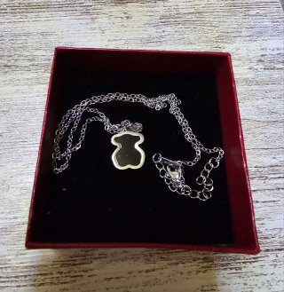 Colgante Oso Negro y Cadena Plata
