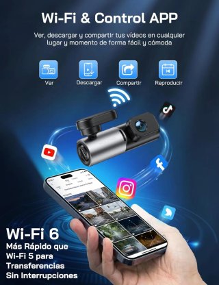 WOLFANG 2.5K Dashcam WiFi Mini Cámara Coche