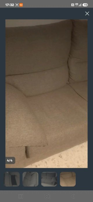 Sofá de tela beige y gris