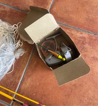Kit Pesca Vintage Caña,Carretes, reteles cangrejos