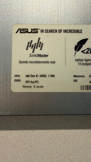 Portátil Asus 15 Plata y Negro I3