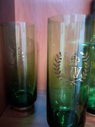 Juego Botella y Vasos Verdes Vintage