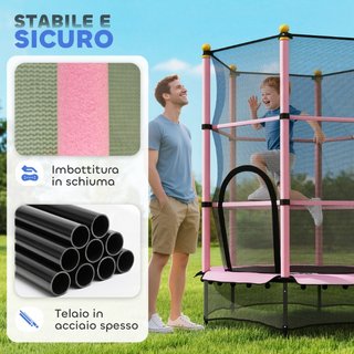 Tappeto Elastico per Bambini con Rete di Sicurezza
