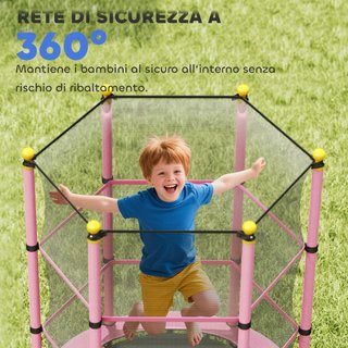 Tappeto Elastico per Bambini con Rete di Sicurezza
