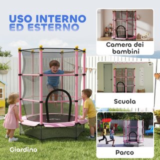 Tappeto Elastico per Bambini con Rete di Sicurezza