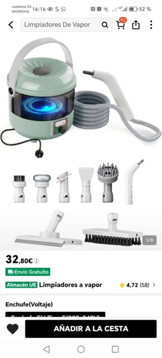 Limpiador a vapor con accesorios