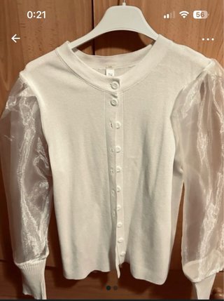 Chaqueta blanca mangas raso