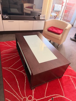Mesa de centro elevable madera y cristal