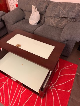 Mesa de centro elevable madera y cristal