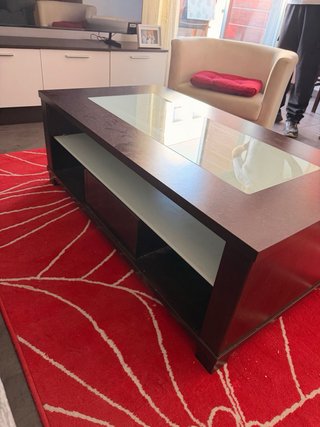 Mesa de centro elevable madera y cristal