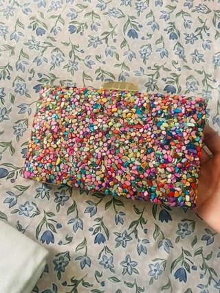 Bolso de fiesta pedrería multicolor