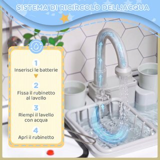 Set Cucina Giocattolo in Legno con Fornello con Lu
