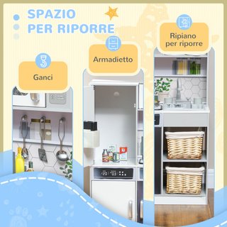 Set Cucina Giocattolo in Legno con Fornello con Lu
