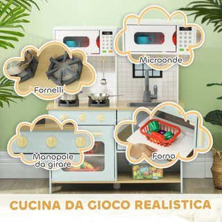 Cucina Giocattolo per Bambini con Fornelli e Armad
