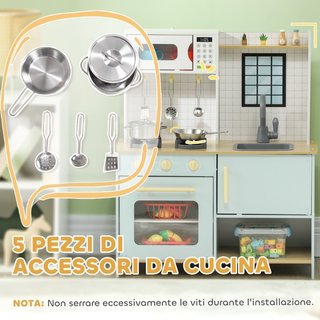 Cucina Giocattolo per Bambini con Fornelli e Armad