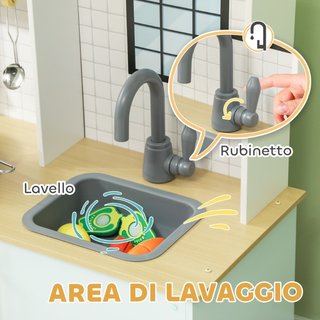 Cucina Giocattolo per Bambini con Fornelli e Armad