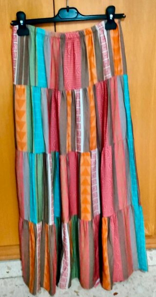 Falda larga étnica multicolor
