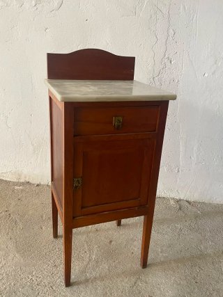 Mesita de noche antigua mármol y madera