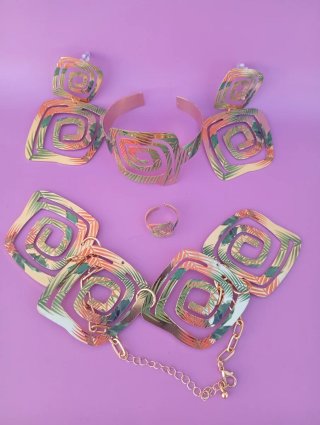 Conjunto Joyería 5 Piezas Oro Multicolor
