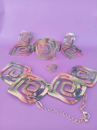 Conjunto Joyería 5 Piezas Oro Multicolor