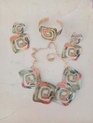 Conjunto Joyería 5 Piezas Oro Multicolor