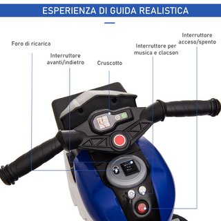 Moto Elettrica per Bambini 3-5 Anni 6V (max 25kg),