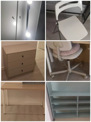 Set Cómoda Escritorio Silla Organizador lámpara