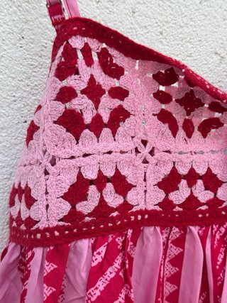 Vestido largo rosa y rojo talla L