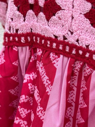 Vestido largo rosa y rojo talla L