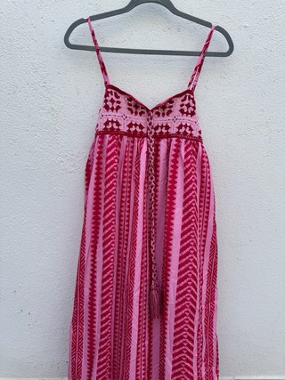 Vestido largo rosa y rojo talla L