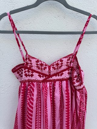 Vestido largo rosa y rojo talla L