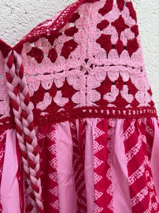 Vestido largo rosa y rojo talla L