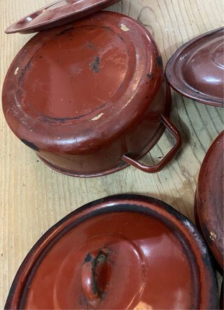 Lote 4 cacerolas esmaltadas antiguas