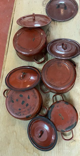 Lote 4 cacerolas esmaltadas antiguas