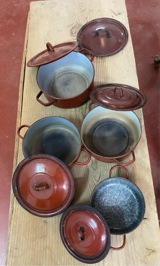 Lote 4 cacerolas esmaltadas antiguas