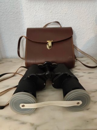 Binoculares Antiguos con Estuche de Cuero