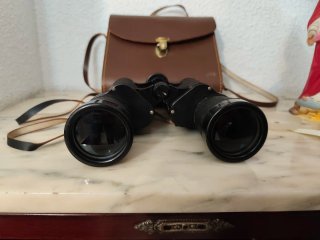 Binoculares Antiguos con Estuche de Cuero