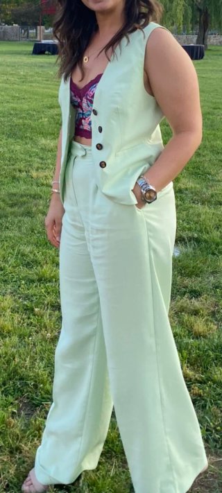 Traje Chaleco Mujer Zara Talla M Verde